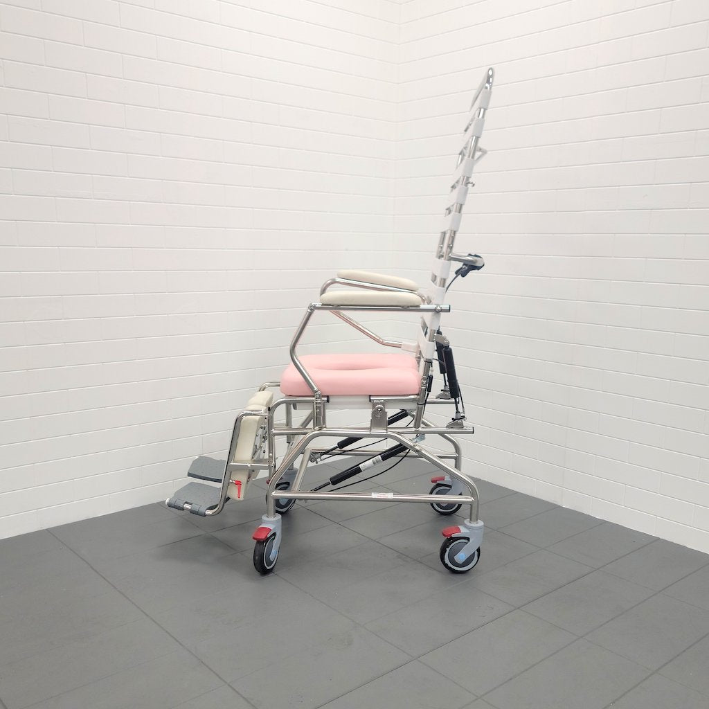 K Care TIlt in Space with Recline Shower Commode via Motion Wheelchairs