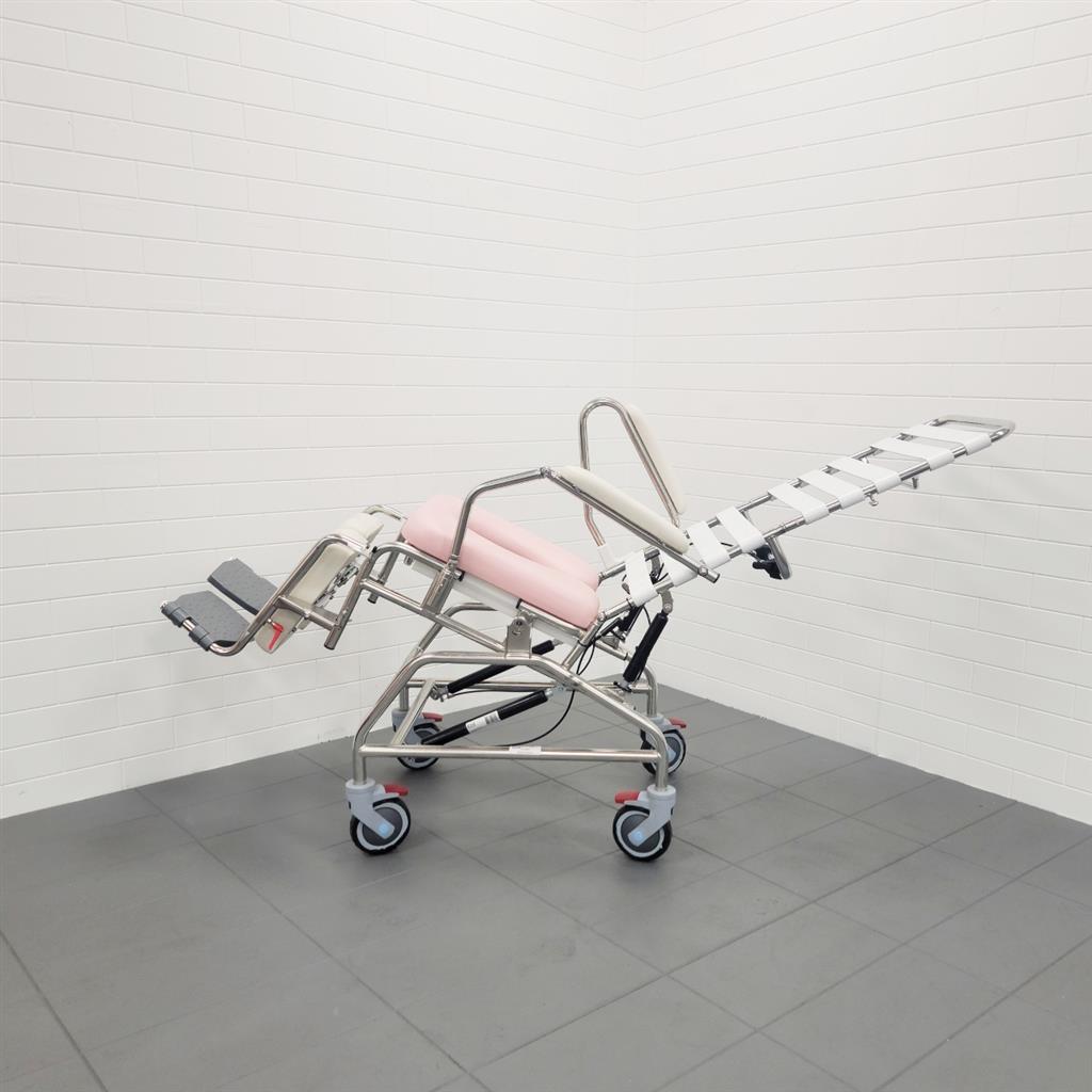 K Care TIlt in Space with Recline Shower Commode via Motion Wheelchairs