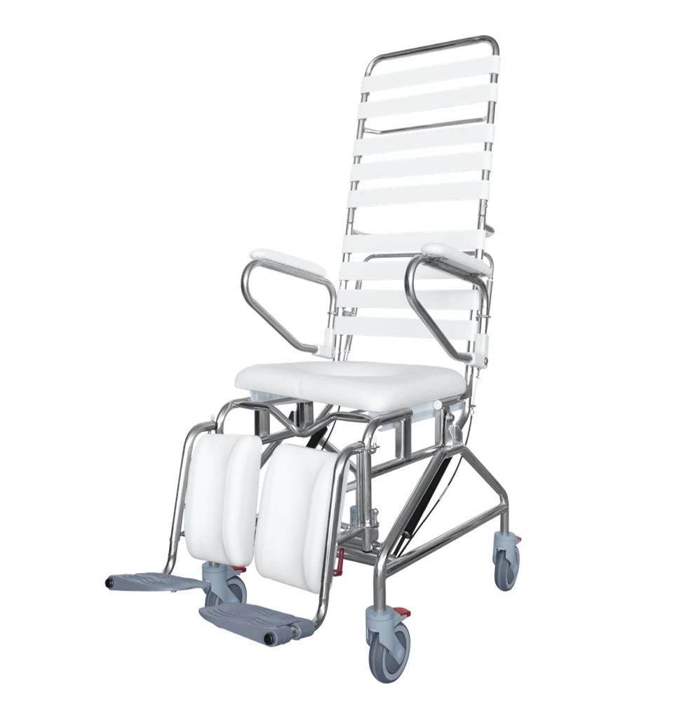 K Care TIlt in Space with Recline Shower Commode via Motion Wheelchairs