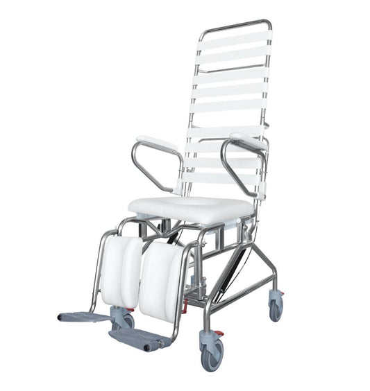 K Care TIlt in Space with Recline Shower Commode via Motion Wheelchairs